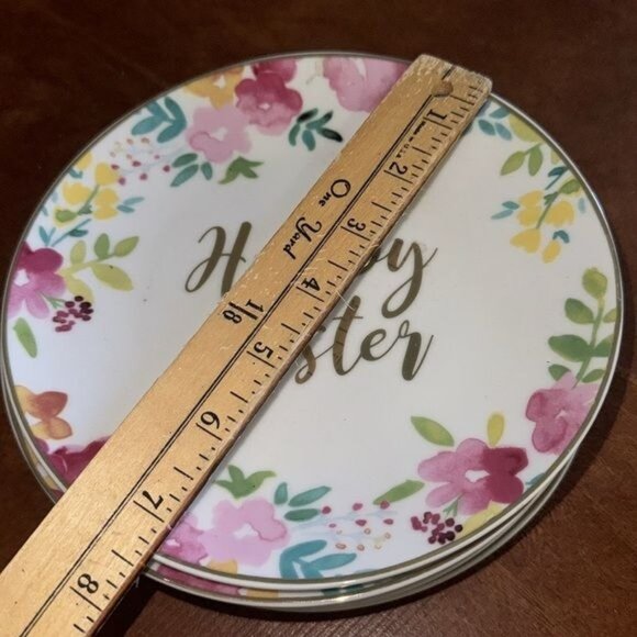 Happy Easter Floral Dessert Plates Set Of 6 Ciroa  With Love Porcelain With Real - Picture 5 of 7